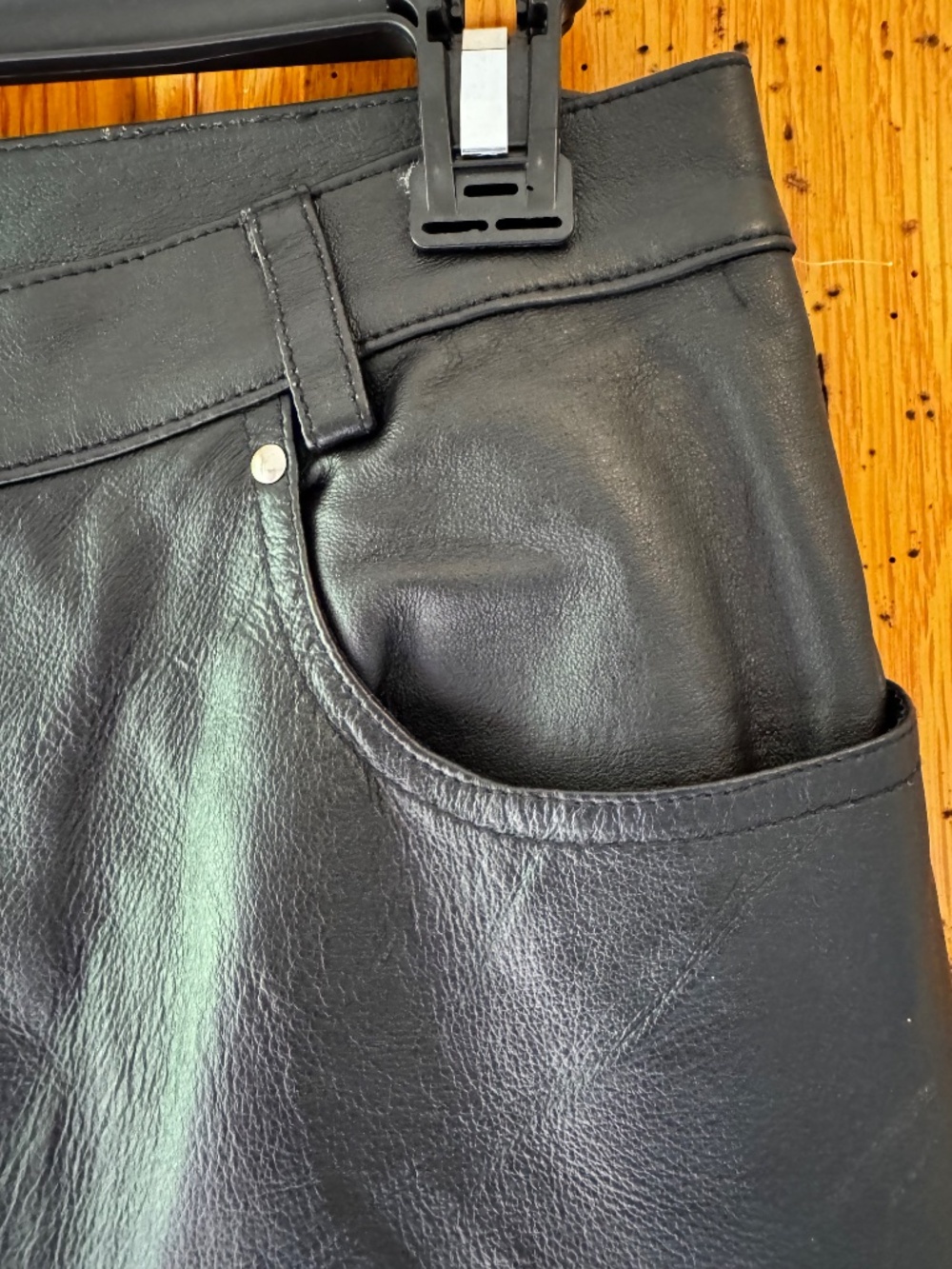 Black 100% Leather Straight Leg Pants Women's Size 12